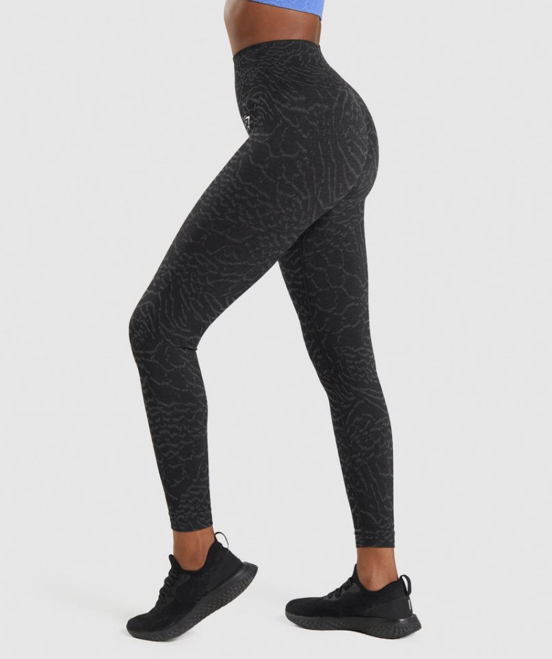 Women's Gymshark Adapt Animal Seamless Leggings Black | NZ 9MPQYJ